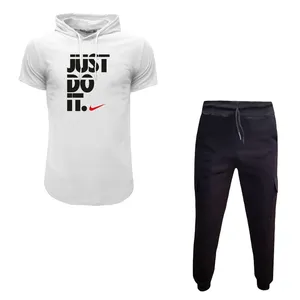 ست تی شرت کلاه دار و شلوار مردانه مدل JUST کد 4056