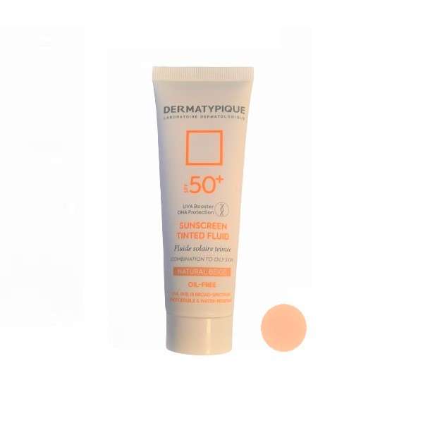 فلوئید ضد آفتاب رنگی درماتیپیک SPF 50 مدل 001 مناسب پوست های چرب و مختلط حجم 50 میلی لیتر
