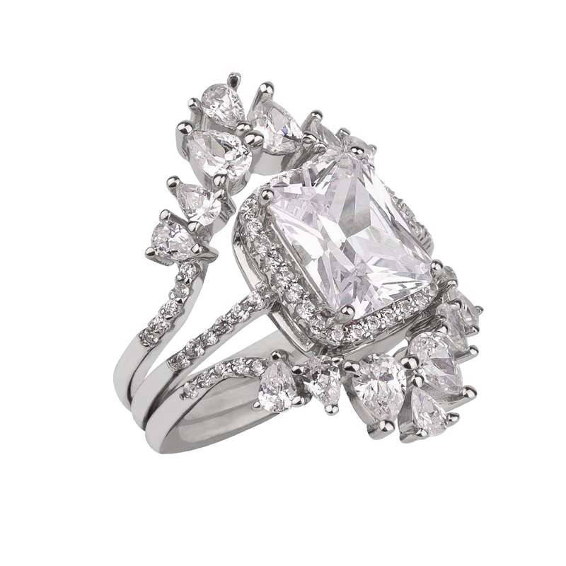 انگشتر نقره زنانه مدل 22001 مجموعه 3 عددی