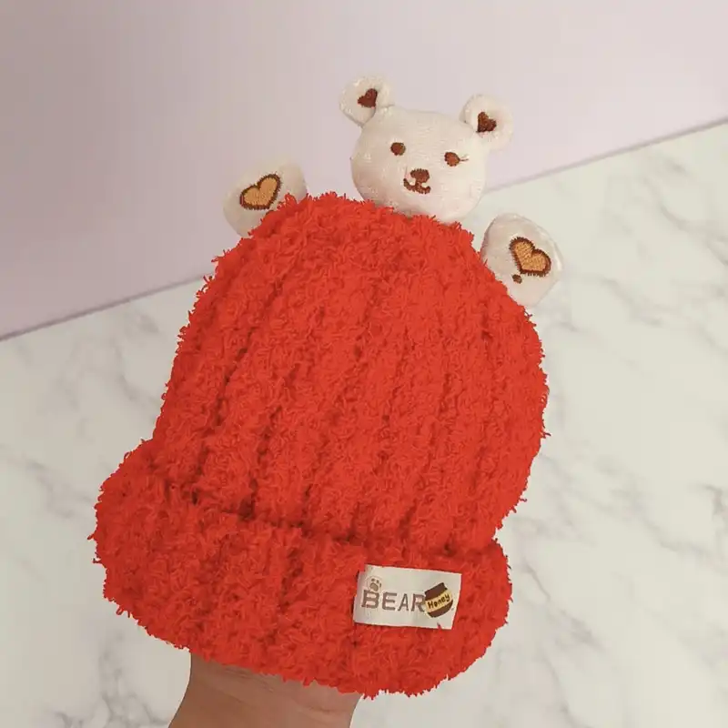 کلاه بافتنی بچگانه مدل عروسک دار کد 005