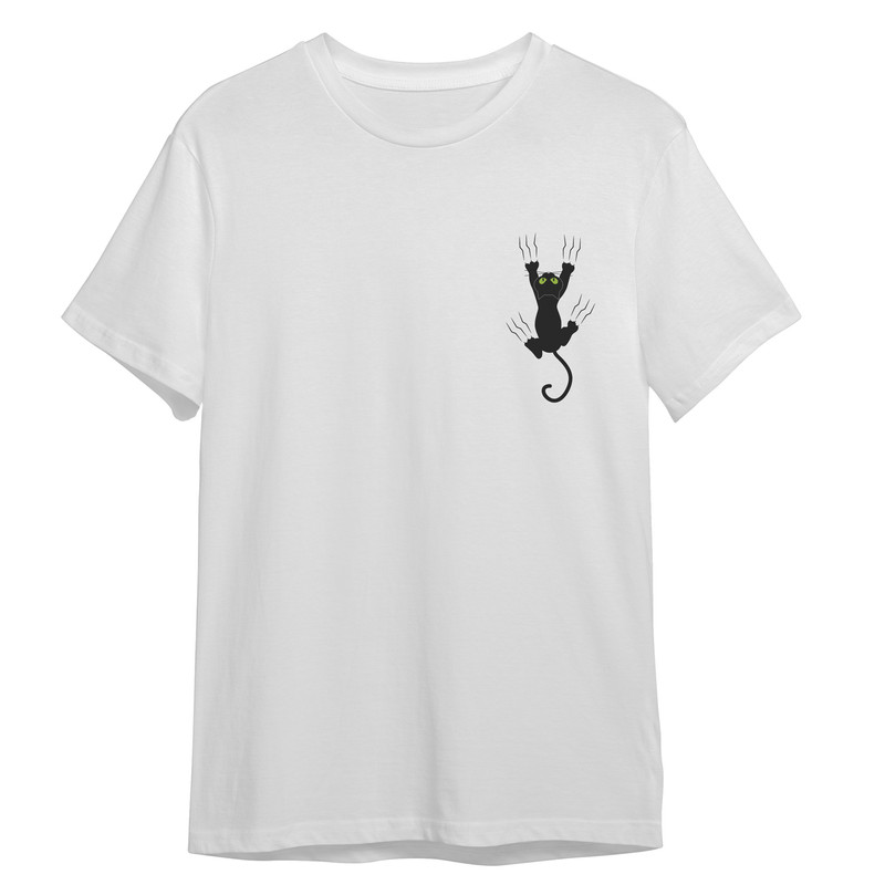 تی شرت آستین کوتاه زنانه مدل گربه کد 0479 رنگ سفید