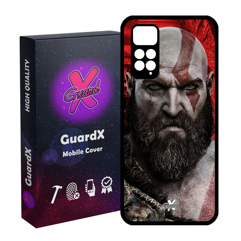 کاور گارد ایکس طرح God of War مدل Glass10035 مناسب برای گوشی موبایل شیائومی Redmi Note 11S/ Note 11 4G