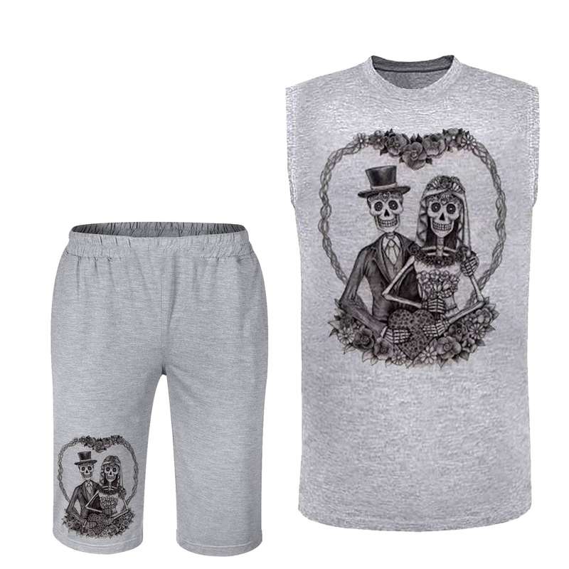 ست تاپ و شلوارک مردانه مدل LOVE  کد 188 رنگ طوسی