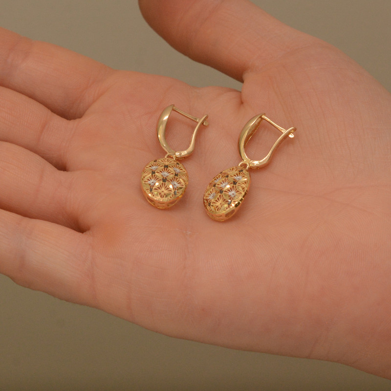 گوشواره کلیپسی طلا 18 عیار زنانه طلای مستجابی مدل قاصدک آوا کد 53185 - 2
