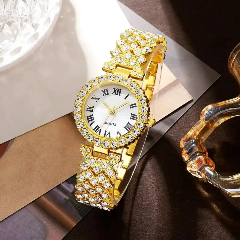 ساعت مچی عقربه ای زنانه مدل لاکچری فول نگین کد FT1