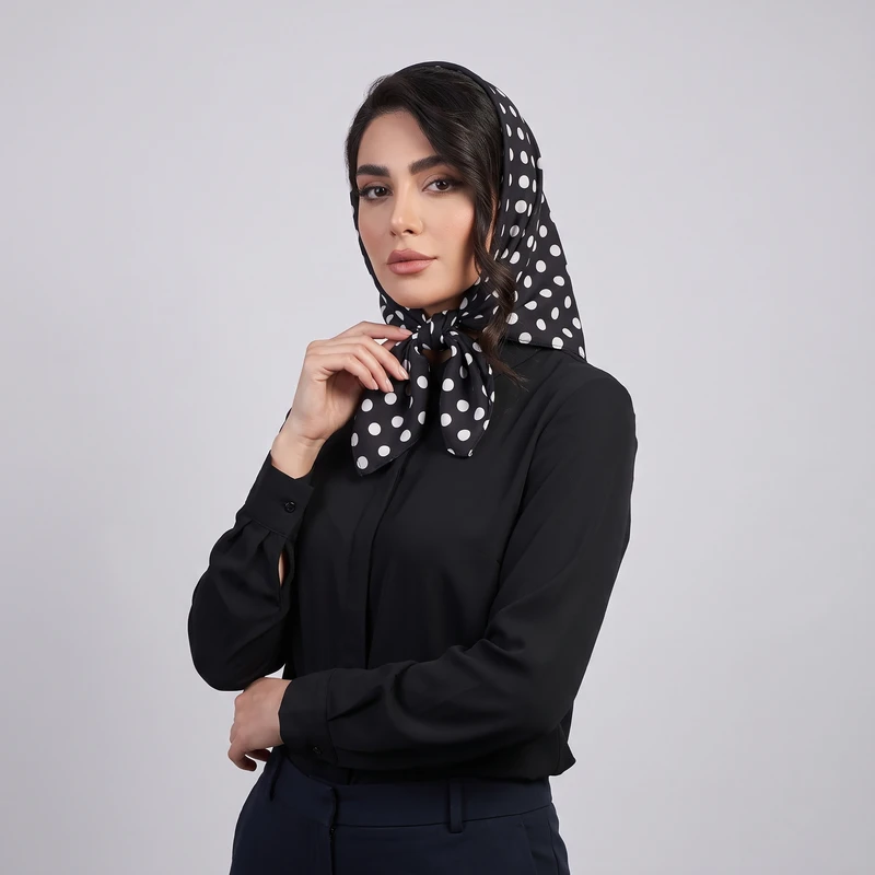 مینی‌ اسکارف زنانه خال‌خالی نخی مدل 13