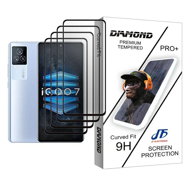 محافظ صفحه نمایش جی اف مدل Diamond Glass MIX004 مناسب برای گوشی موبایل ویوو iQOO 7 بسته چهار عددی