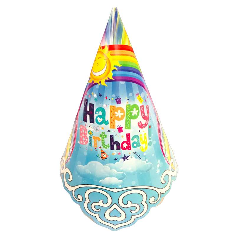 کلاه تولد مسترتم طرح رنگین کمان بسته 6 عددی