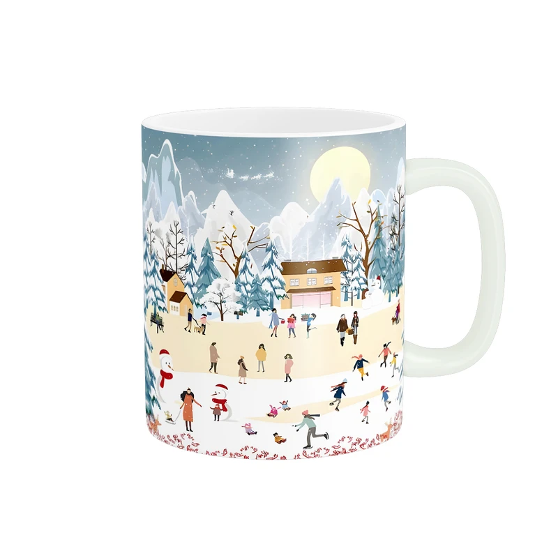 ماگ مدل نقاشی زمستانی طرح دورهمی خانواده ها کد 1508