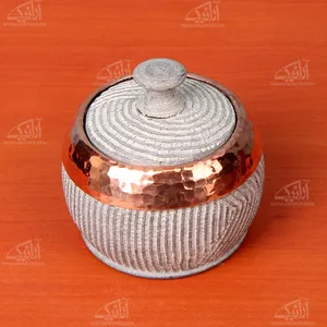 قندان سنگی تزئین با مس‏ ‏.‏رنگ ‏خاکستری‏ طرح ‏طوق‏ مدل 1004800002