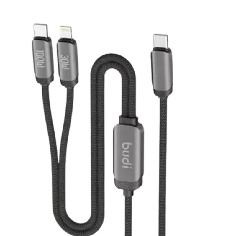 کابل تبدیل USB-C به USB-C/لایتنینگ بودی مدل DC266TTL12B طول 1.2 متر