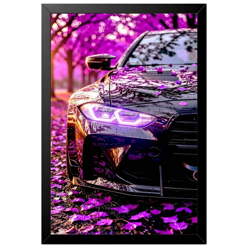 تابلو بکلیت طرح ماشین و خودرو بی ام و BMW M4 مدل B-pe130273 فریم مشکی
