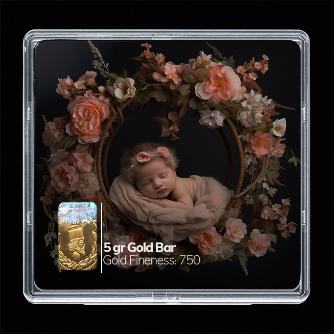 شمش طلا 18 عیار مدوپد مدل نوزاد کد SG10286