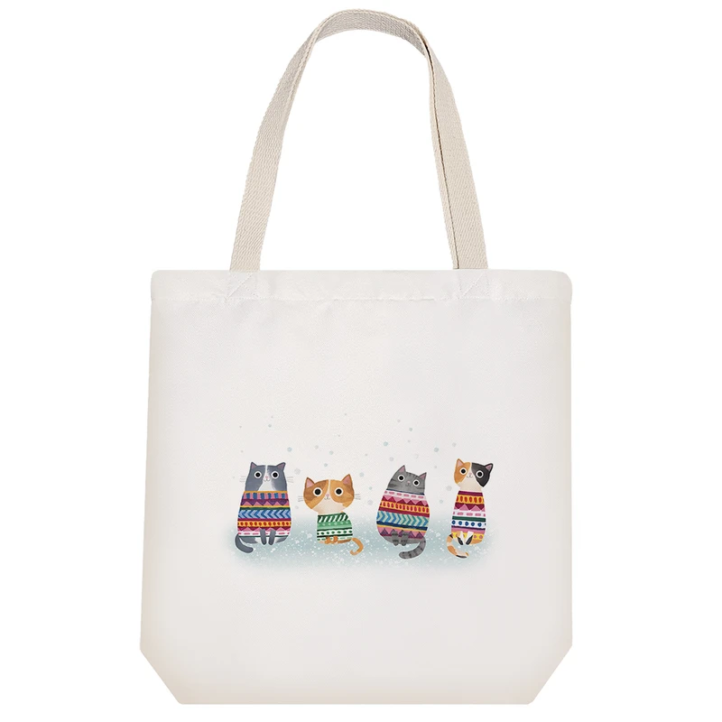 ساک خرید پارچه ای خندالو طرح گربه مدل توت بگ کد 409