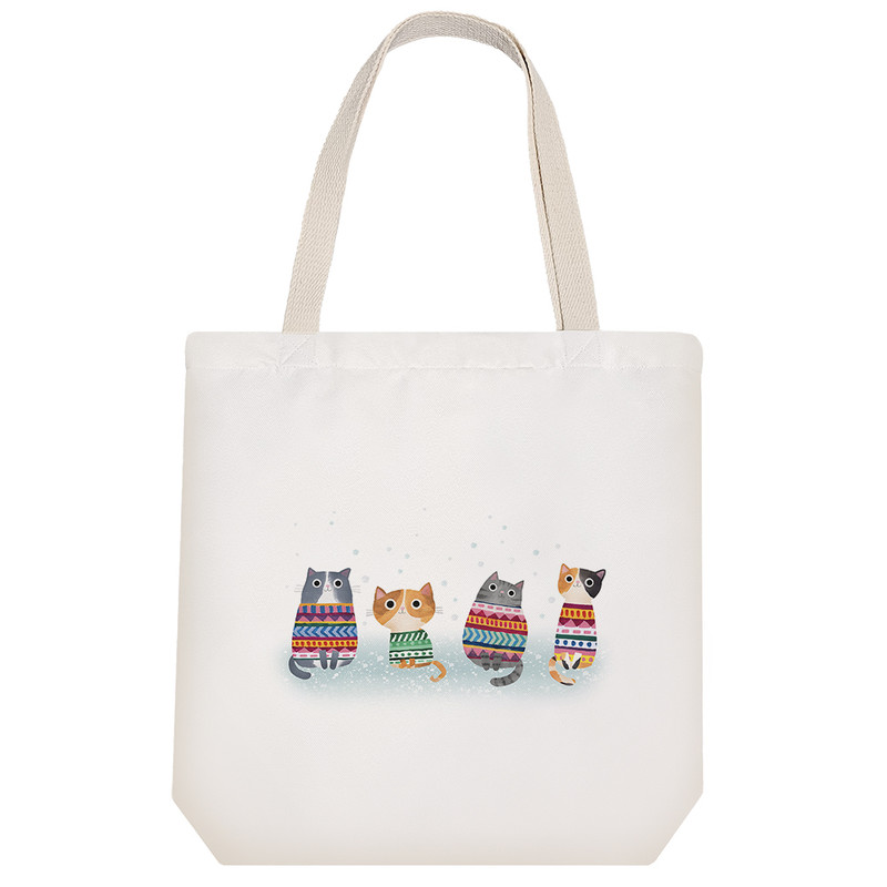 ساک خرید پارچه ای خندالو طرح گربه مدل توت بگ کد 409