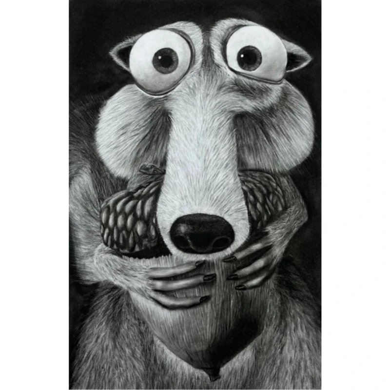 نقاشی سیاه قلم به سبک فتورئالیسم طرح حیوان