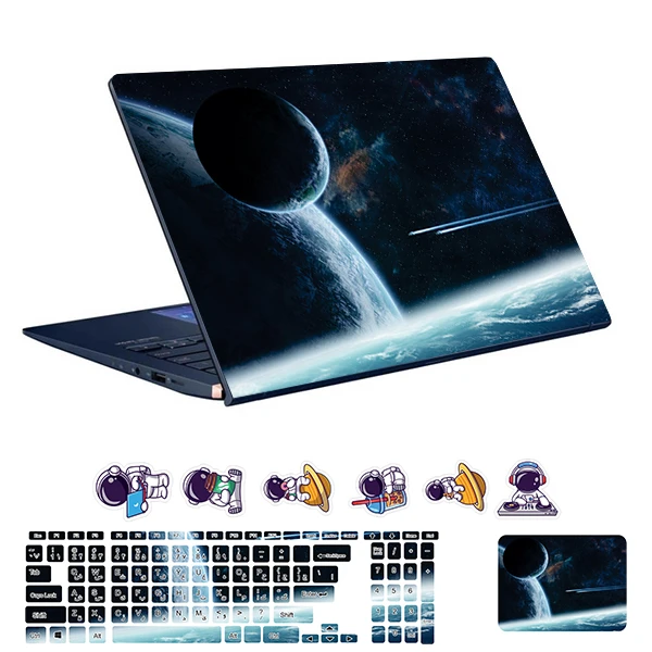استیکر لپ تاپ توییجین و موییجین طرح Space  کد 185 مناسب برای لپ تاپ 15.6 اینچ به همراه برچسب حروف فارسی کیبورد