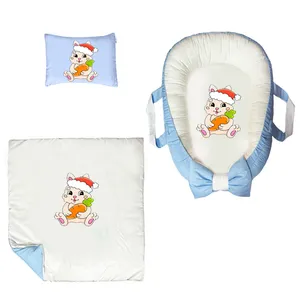 سرویس خواب سه تکه نوزاد ناریکو مدل گارد محافظ دار طرح خرگوش کد 0292