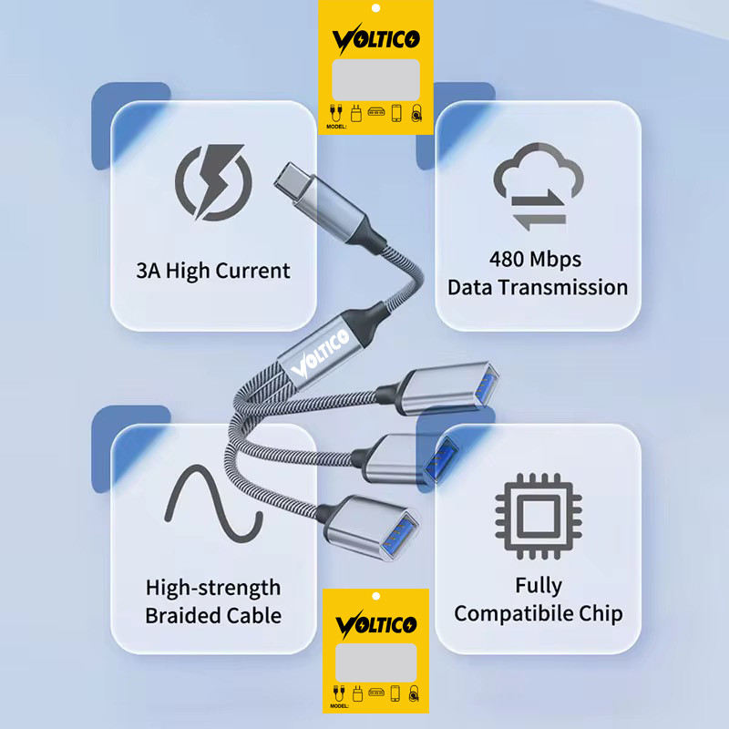 هاب 3 پورت USB-C ولتیکو مدل VTH-310C