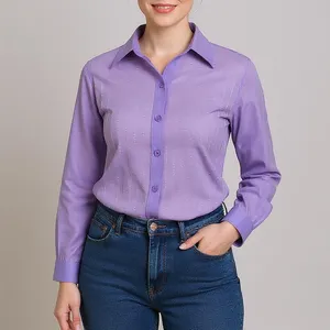 شومیز آستین بلند یقه برگردان زنانه مدل نگین دار 45