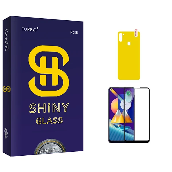 محافظ صفحه نمایش شیشه ای آتوچبو مدل Shiny Pro مناسب برای گوشی موبایل سامسونگ Galaxy M11 به همراه محافظ پشت گوشی