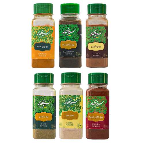 مجموعه ادویه سبز بهار بسته 6 عددی