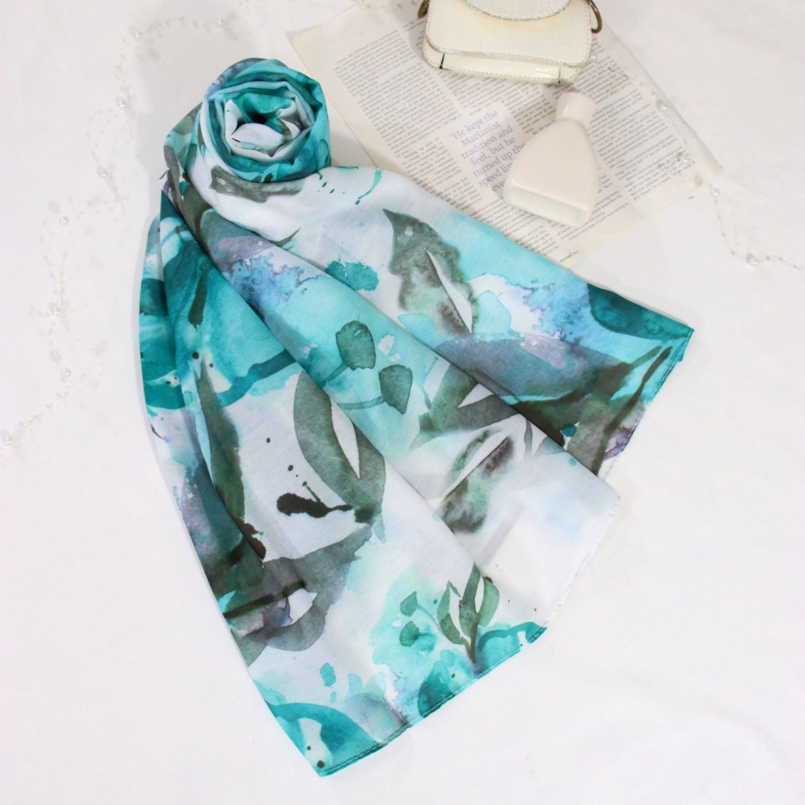 شال زنانه مدل نخی مزونی طرح بهار کد 2355 - - 22