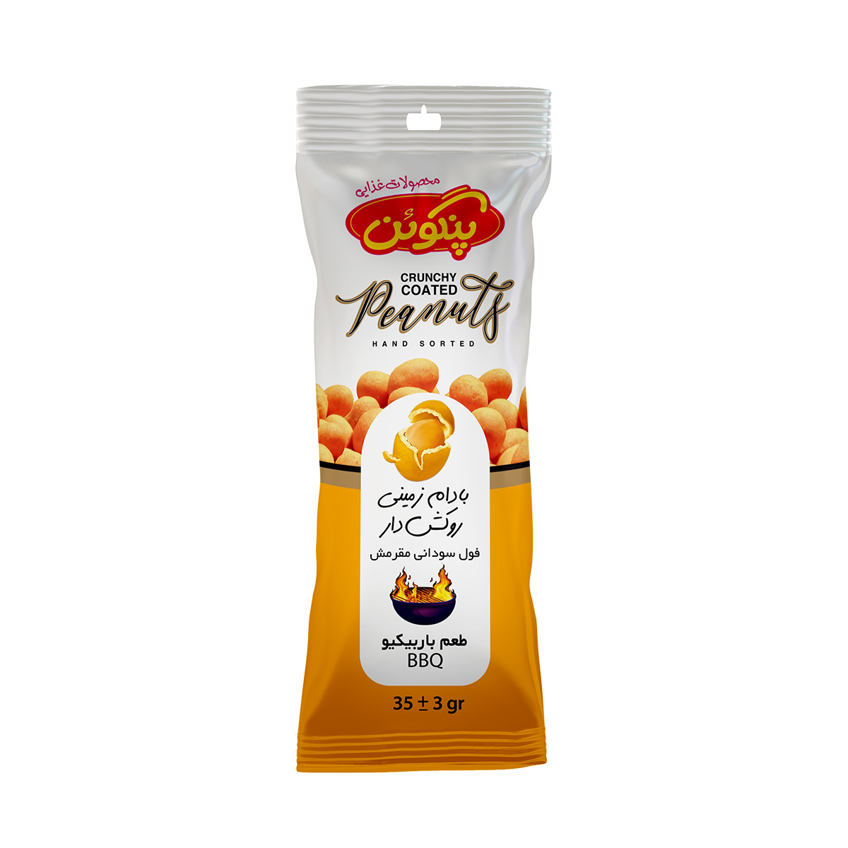 بادام زمینی روکش دار با طعم باربکیو پنگوئن - 35 گرم