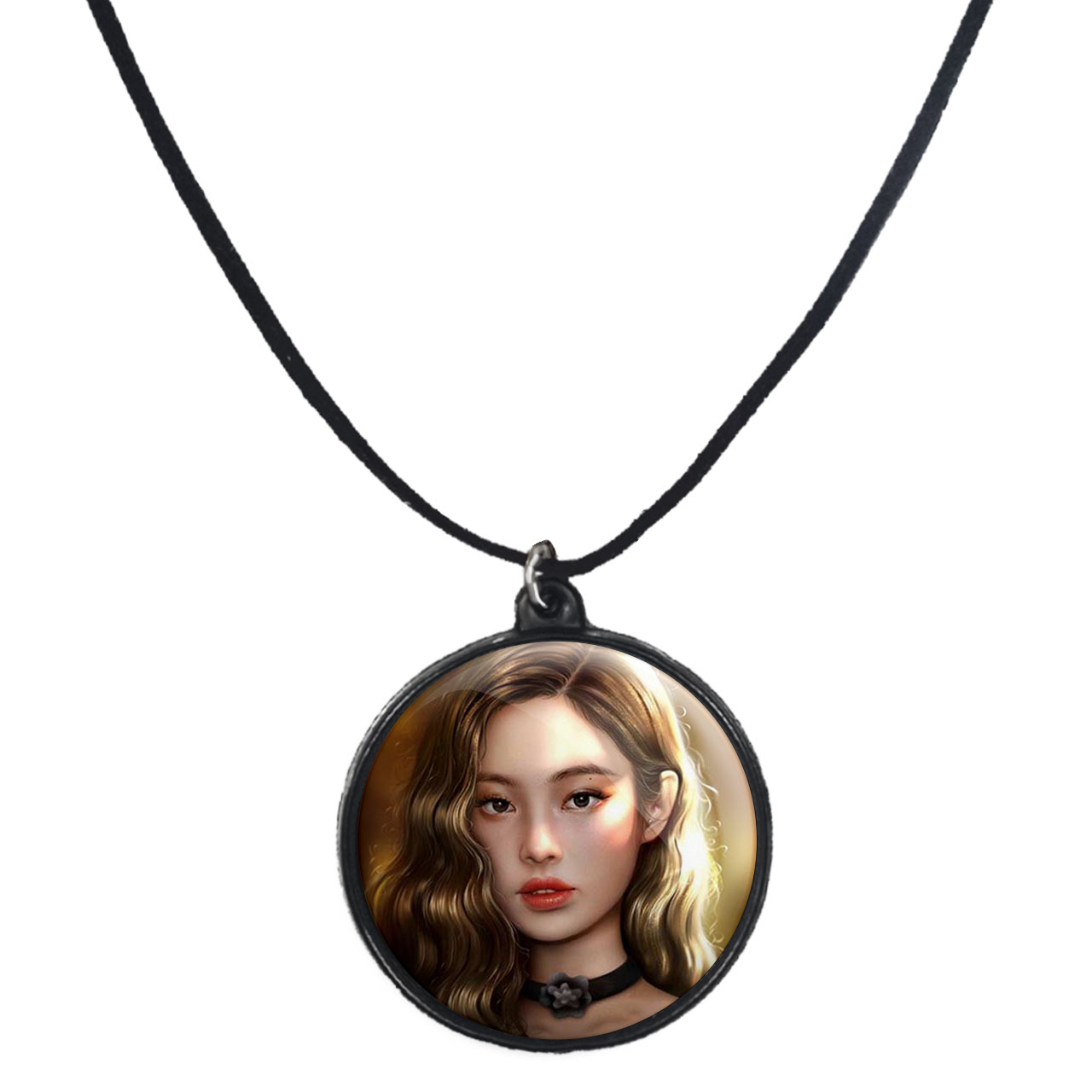 گردنبند پرمانه طرح بلک پینک کد pmb.6954 مدل دو طرفه