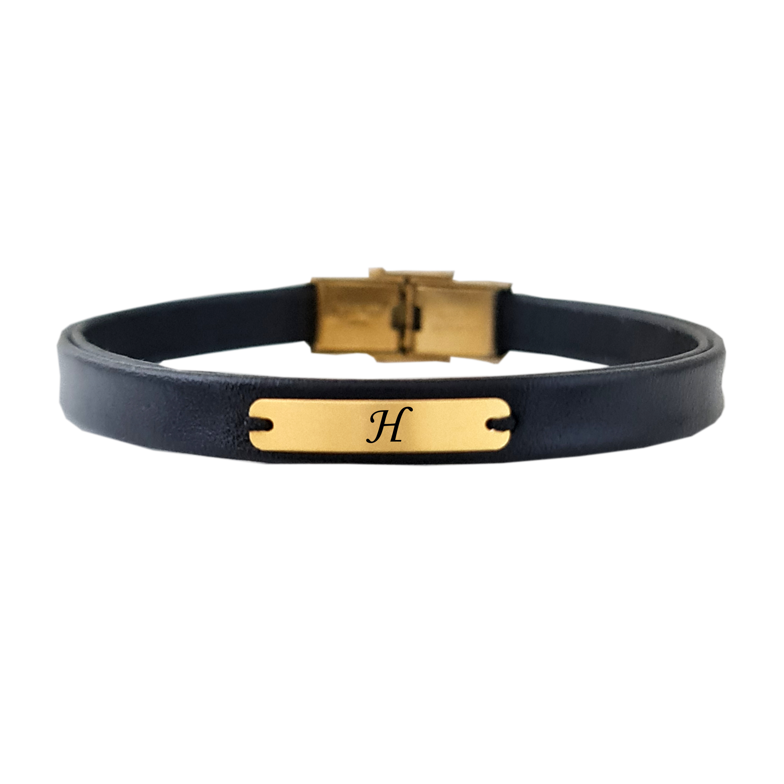 دستبند طلا 18 عیار مردانه لیردا مدل اسم H