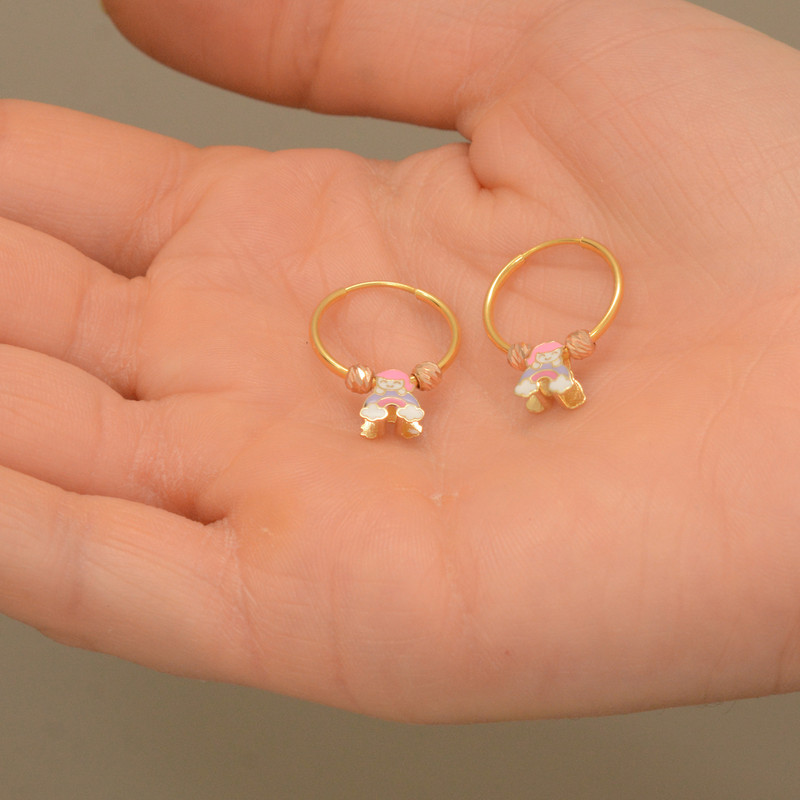 گوشواره حلقهای طلا 18 عیار دخترانه طلای مستجابی مدل رنگین کمون عروسکی کد T1825 P 1254 گوشواره حلقهای طلا 18 عیار دخترانه طلای مستجابی مدل رنگین کمون عروسکی کد T1825 P 1254