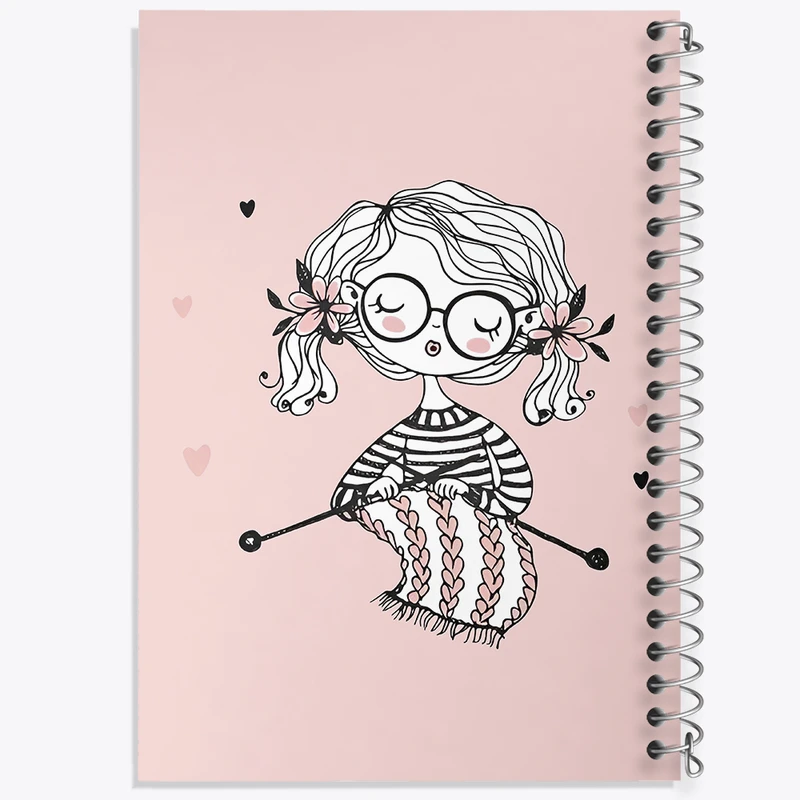 دفتر مشق 50 برگ خندالو طرح دختر بافنده کد N2013