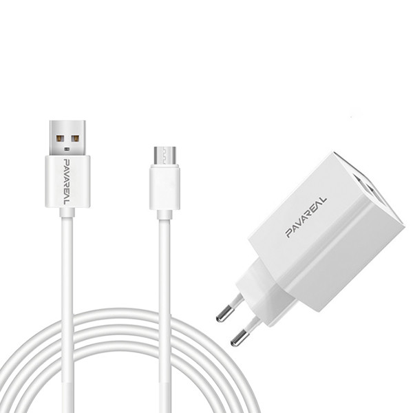 شارژر دیواری پاواریال مدل CK-59 به همراه کابل تبدیل MicroUSB