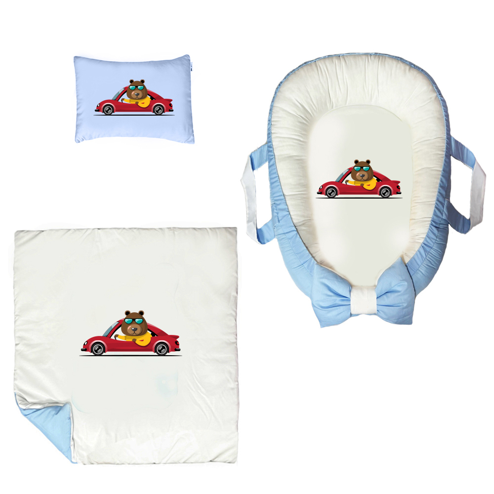 سرویس خواب سه تکه نوزاد مدل گارد محافظ دار طرح ماشین کد 029