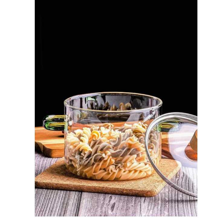 قابلمه مدل شیشه ای دسته رنگی سایز 16