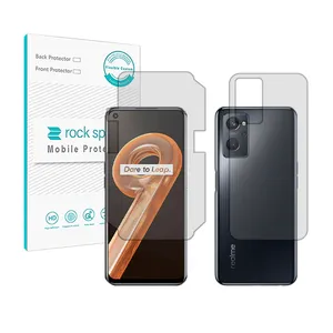 Rockspace HyGEL model transparent screen protector suitable for Realme 9i mobile phone along with the back of the phone