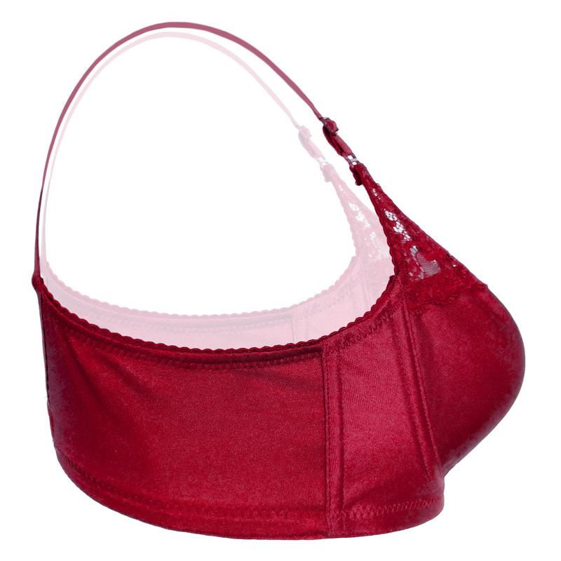 سوتین زنانه مدل پرلون کد 01-303 رنگ زرشکی