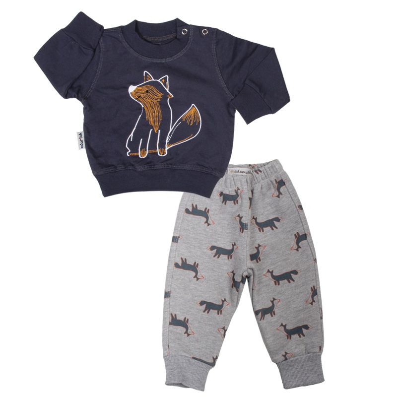 ست سویشرت و شلوار نوزادی آدمک مدل روباه کد 110013 - - 1