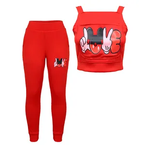 ست تاپ و شلوار ورزشی زنانه کد 7086 رنگ قرمز