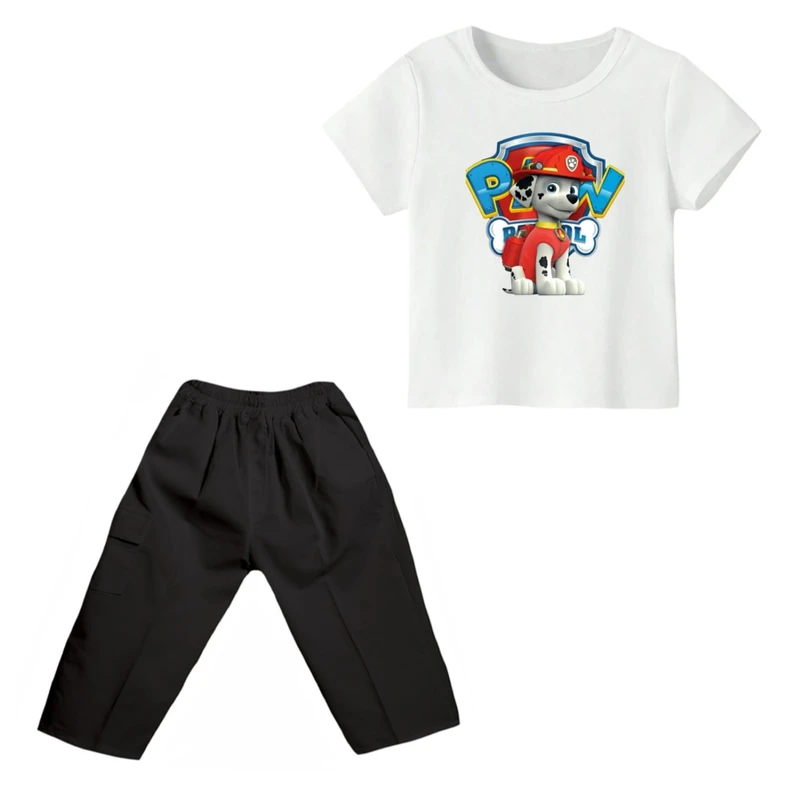 ست تی شرت و شلوارک پسرانه مدل سگ نگهبان کد ۳ رنگ سفید