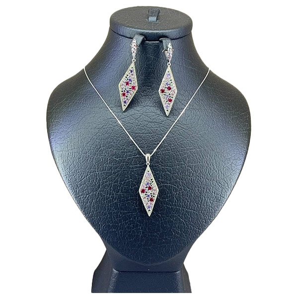 نیم ست نقره زنانه سواروسکی کد 1000