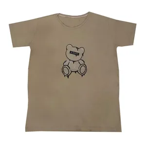 تی شرت آستین کوتاه زنانه مدل خرسی رنگ کرم