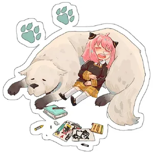 استیکر لپ تاپ مدل Anya Forger sleep with dog