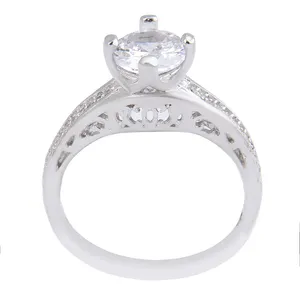 انگشتر نقره زنانه بازرگانی میلادی مدل تک نگین قالب جواهری AWR_1114