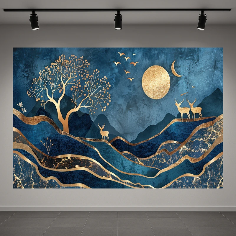 پوستر طرح انتزاعی کوه مدل ماه کامل کد AR3058941