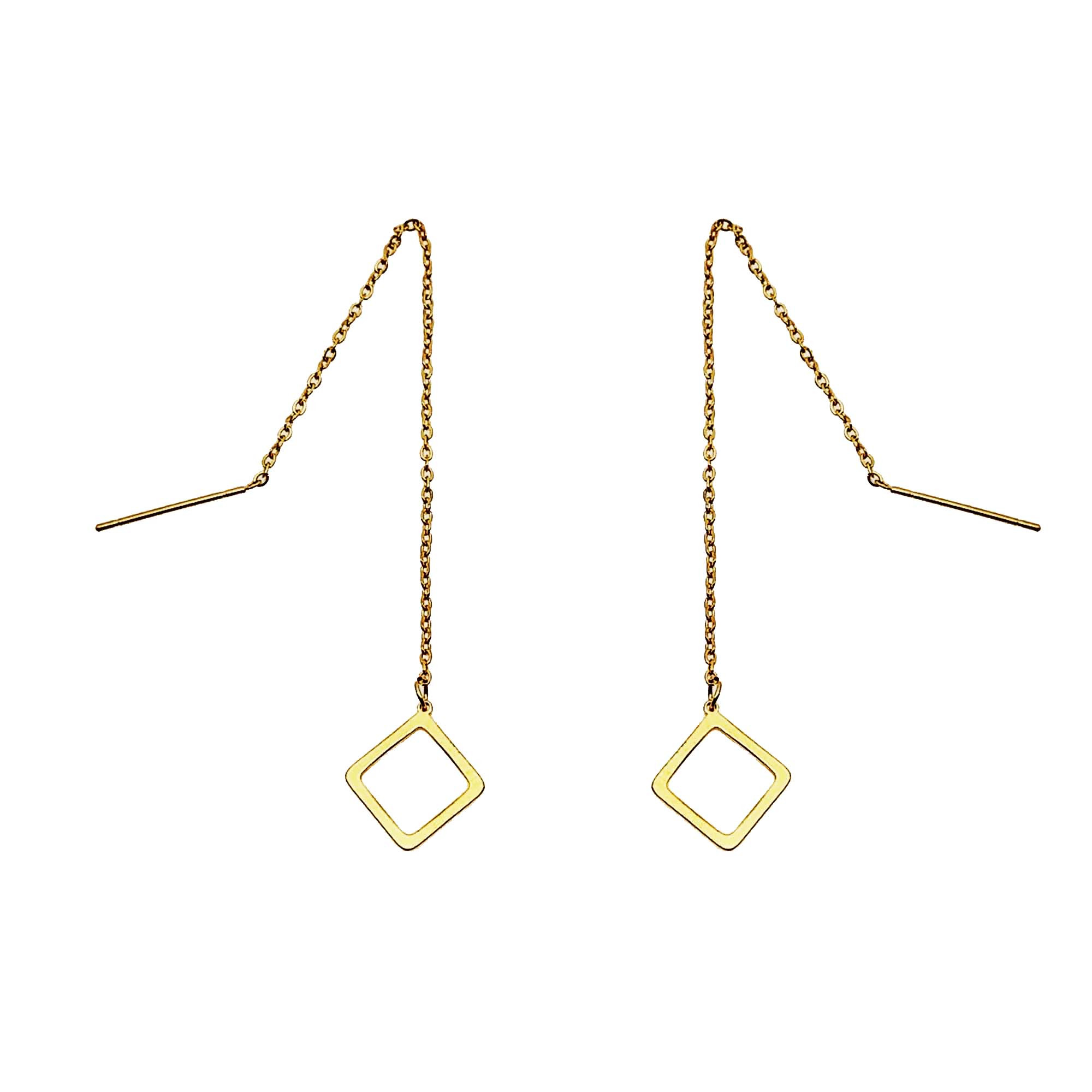 گوشواره زنانه مدل بخیه ای طرح لوزی کد 479GUZ