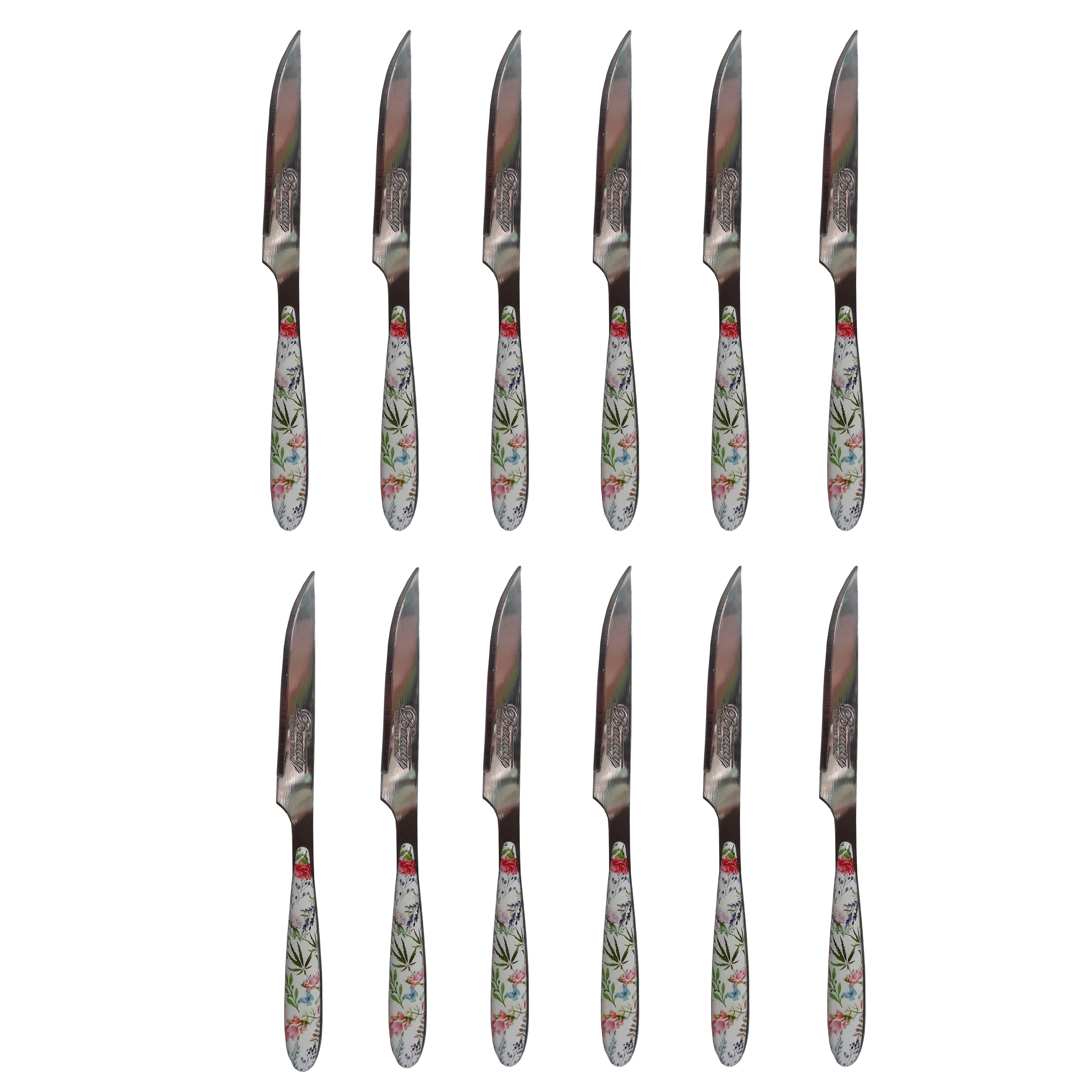 کارد میوه خوری بیوتی مدل Green Flower بسته 12 عددی