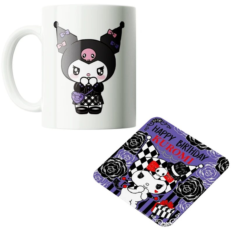 ماگ پاد آفرین مدل کارتونی سانریو کرومی مای ملودی هلوکیتی کد PZ106 به همراه زیرلیوانی