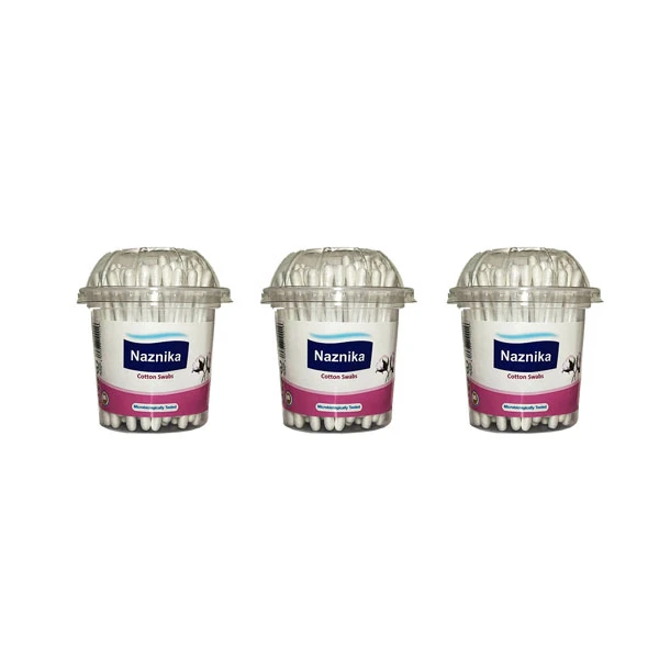 گوش پاک کن نازنیکا مدل cotton swabs بسته 3 عددی