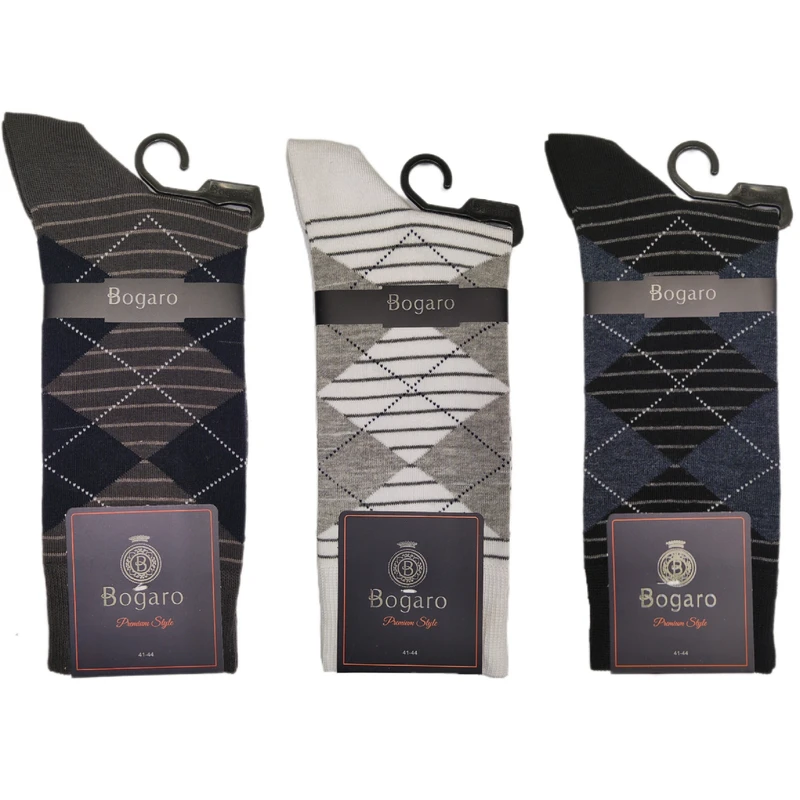 جوراب ساق بلند مردانه بوگارو مدل 10002 بسته سه عددی